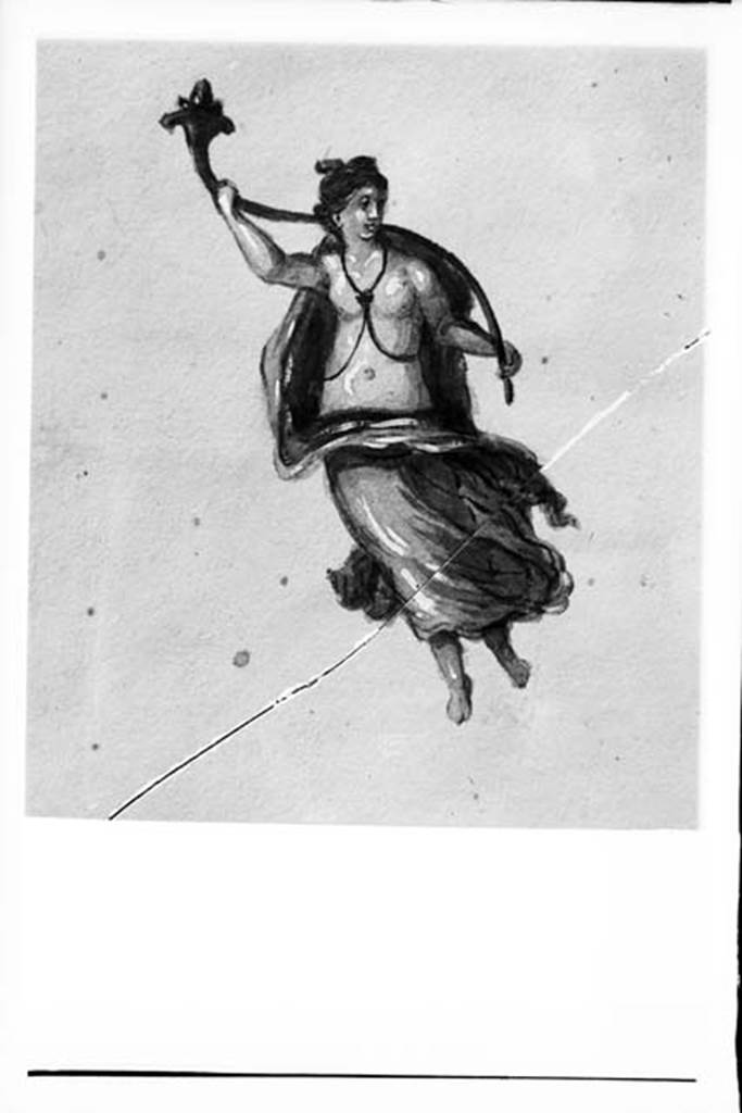 IX.8.6 Pompeii. W.1471. 
Drawing of floating female figure with cornucopia above her shoulders, from centre of west wall of room 57.
Photo by Tatiana Warscher. Photo © Deutsches Archäologisches Institut, Abteilung Rom, Arkiv.