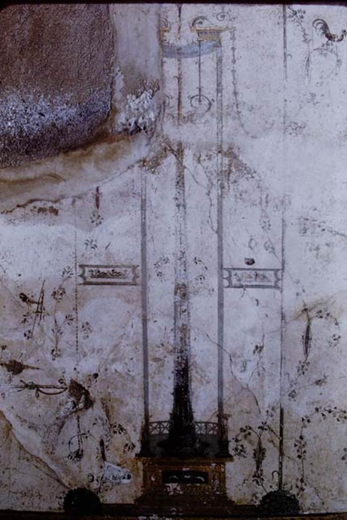 IX.8.6 Pompeii, 1968.  Room 57, detail from wall of white triclinium. Photo by Stanley A. Jashemski.
Source: The Wilhelmina and Stanley A. Jashemski archive in the University of Maryland Library, Special Collections (See collection page) and made available under the Creative Commons Attribution-Non Commercial License v.4. See Licence and use details. J68f1551
.