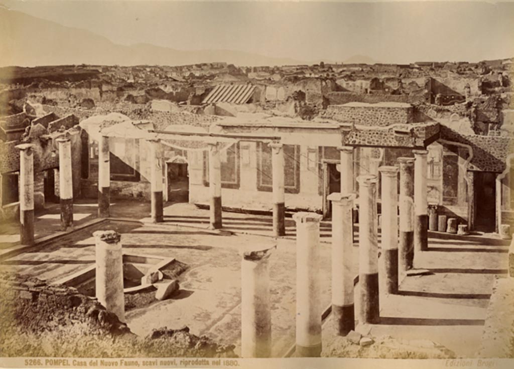 IX.8.6 Pompeii. Looking west across peristyle. 
Photograph No. 5266, by Giacomo Brogi (1822-1881), described as Casa del Nuovo Fauno, scavi nuovi, riprodotta nel 1880.
Public domain, via Wikimedia Commons.