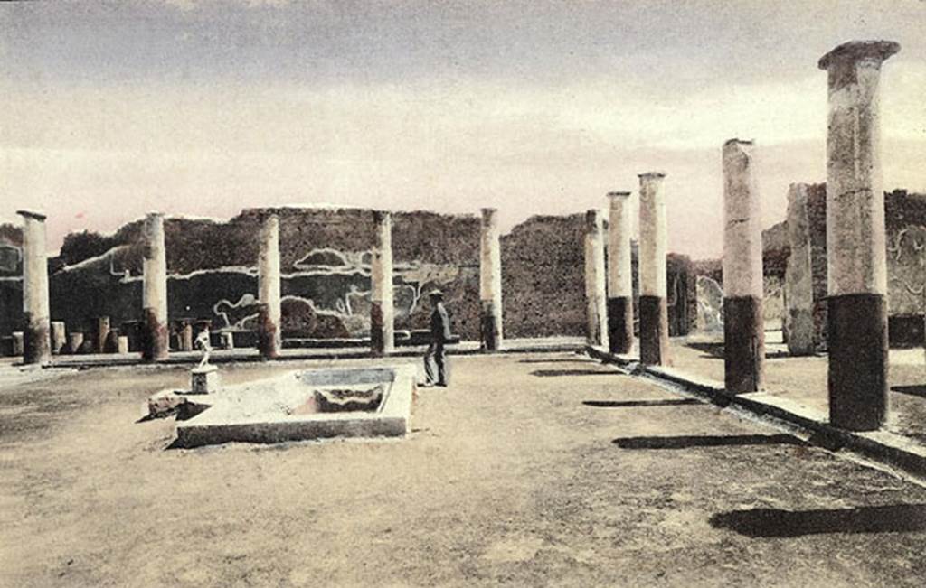 IX.8.6 Pompeii. Old undated postcard. Looking east across peristyle. 
Photo courtesy of Rick Bauer.
