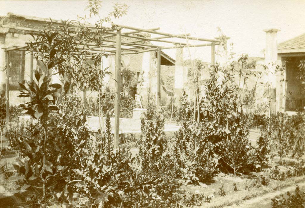 IX.8.6 Pompeii. 1903. Looking north-west across pool in garden/peristyle area, from east side.
Photo by Esther Boise Van Deman (c) American Academy in Rome. VD_Archive_Ph_217.