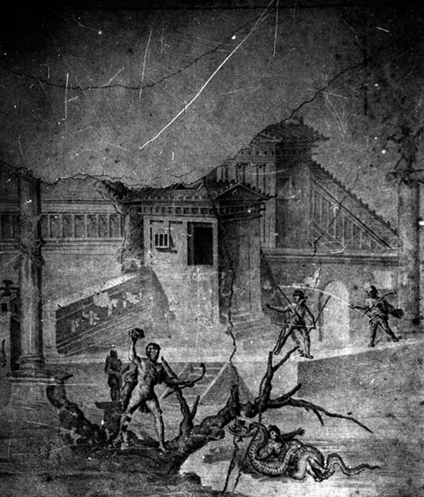 IX.8.6 Pompeii. W.1449. Wall painting of the liberation of Hesione, from the west portico of the peristyle.
Photo by Tatiana Warscher. Photo © Deutsches Archäologisches Institut, Abteilung Rom, Arkiv. 
See http://arachne.uni-koeln.de/item/marbilderbestand/231877