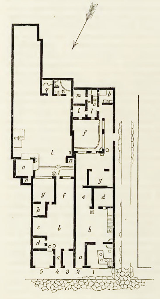 IX.9.1 Pompeii. 1888 plan. 
The plan also shows IX.9.2 and side entrance IX.9.a (not numbered).
See Notizie degli Scavi di Antichità, 1888, where it is referred to as IX.7., p.514.