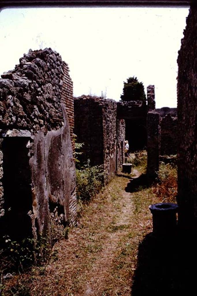 IX.9.6 Pompeii. 1964. Looking south along entrance corridor, with two puteals in situ. Photo by Stanley A. Jashemski.
Source: The Wilhelmina and Stanley A. Jashemski archive in the University of Maryland Library, Special Collections (See collection page) and made available under the Creative Commons Attribution-Non Commercial License v.4. See Licence and use details.
J64f2038