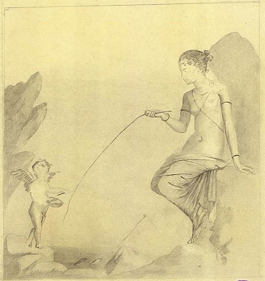 IX.9.d  Pompeii. Room f, tablinum. Sketch of painting of Venus Pescatrice.
DAIR 83.384 Photo © Deutsches Archäologisches Institut, Abteilung Rom, Arkiv. See http://arachne.uni-koeln.de/item/marbilder/5343224