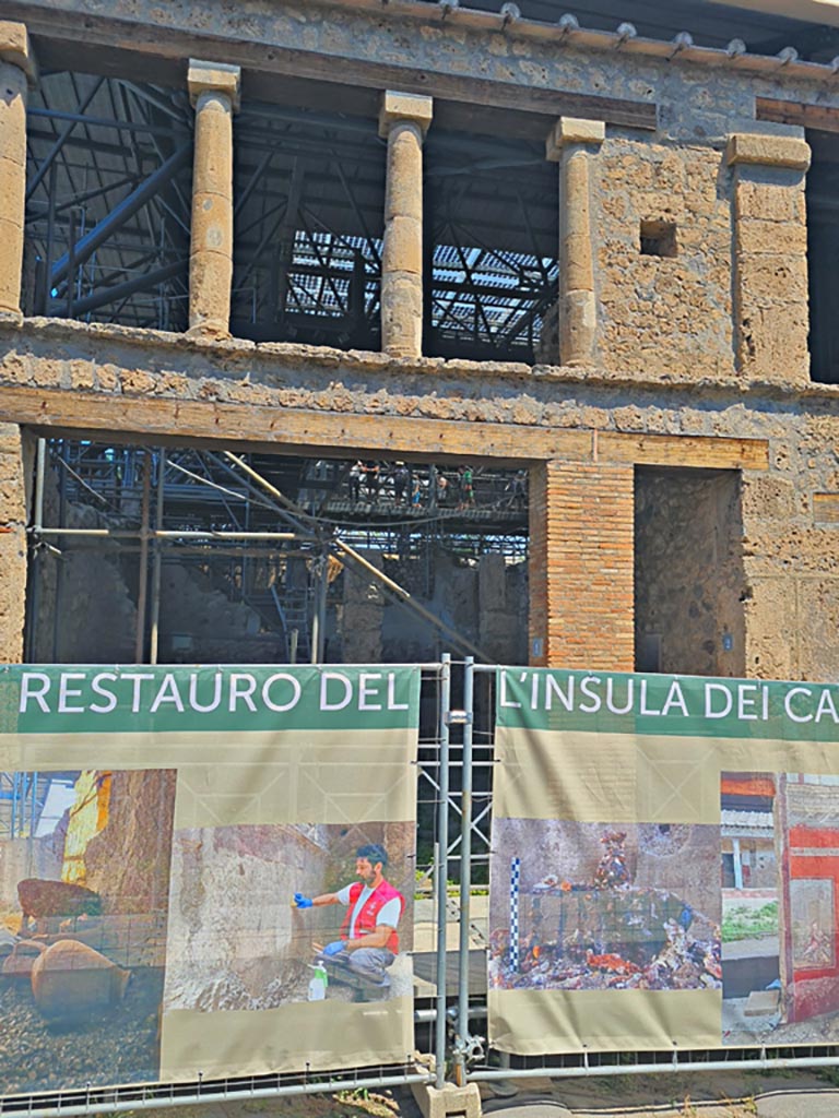 IX.12.1 and IX.12.2 Pompeii. June 2024. 
Looking north towards entrance doorways. Photo courtesy of Giuseppe Ciaramella