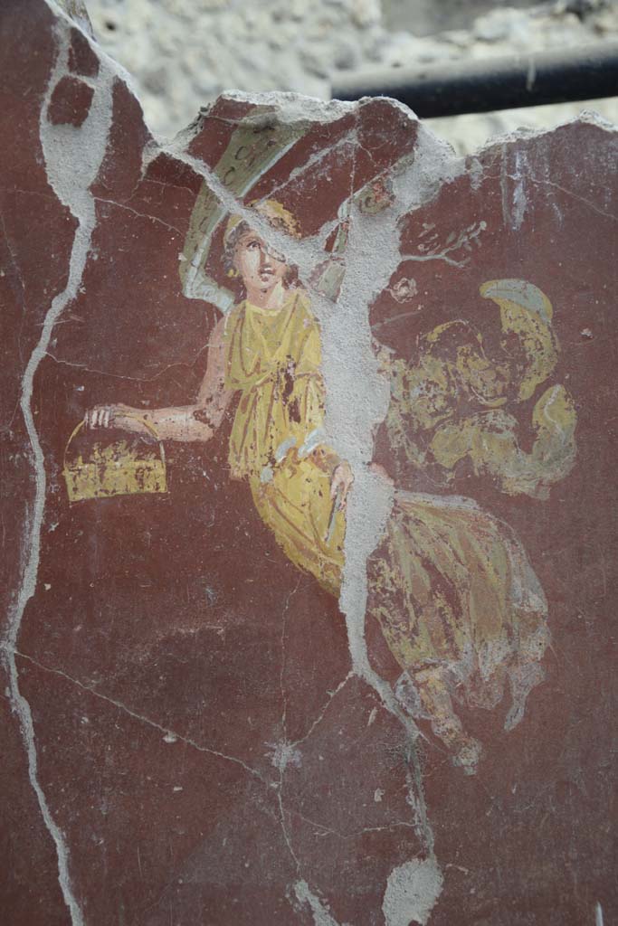 IX.12.6 Pompeii. February 2017. 
Room “m”, detail of flying figures from east wall, on south side of central painting.
Photo courtesy of Johannes Eber.