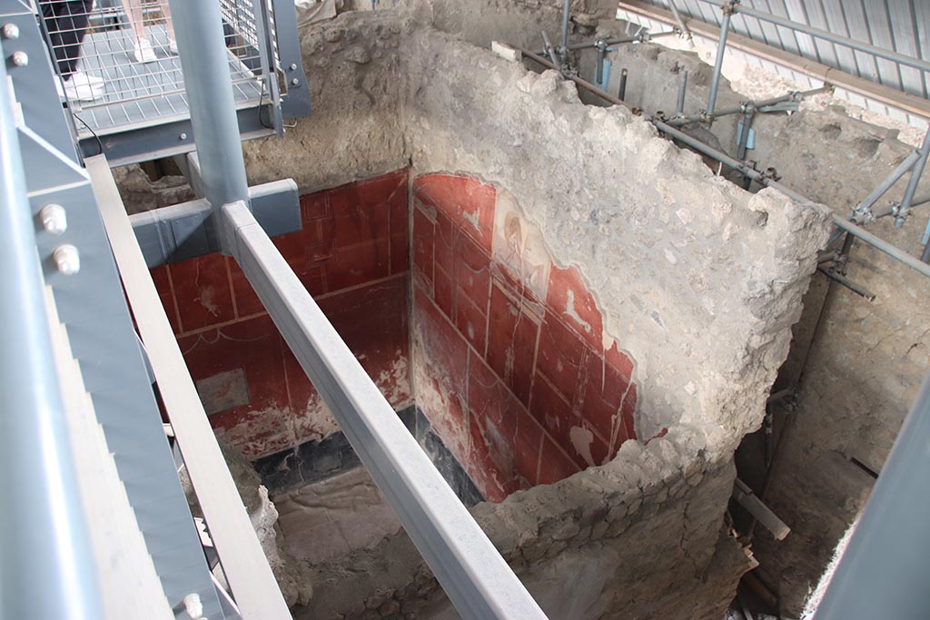 IX.12.9 Pompeii. October 2024. 
Room 3, looking towards north-east corner and east wall, from above room 4. Photo courtesy of Klaus Heese.