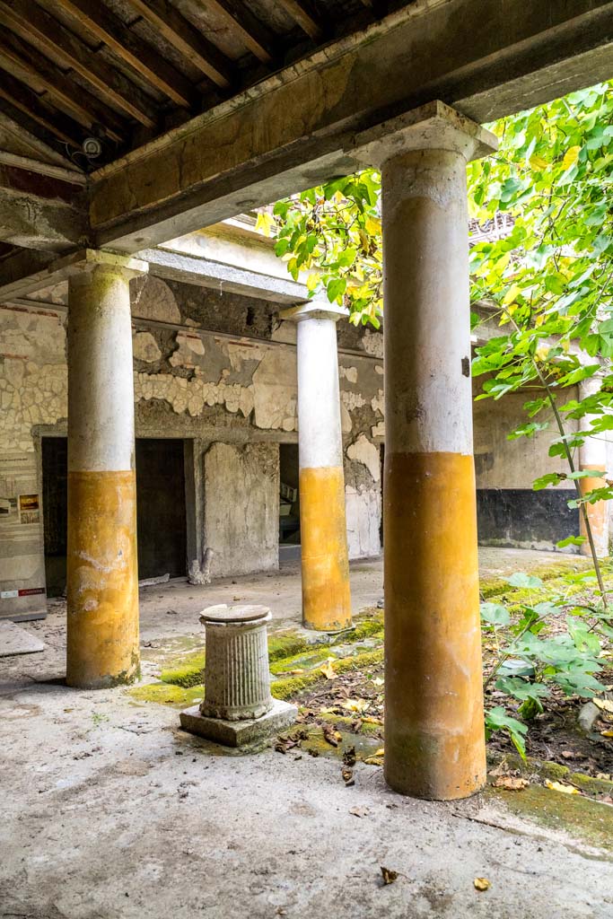 IX.13.1-3 Pompeii. October 2021. 
Room 9, looking south-west from east portico. Photo courtesy of Johannes Eber.