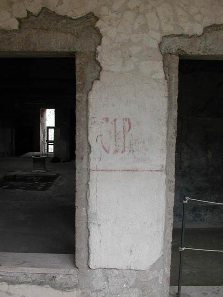 IX.13.1-3 Pompeii. September 2003. Graffiti between the rooms 14 and 15.  Photo courtesy of Nicolas Monteix.