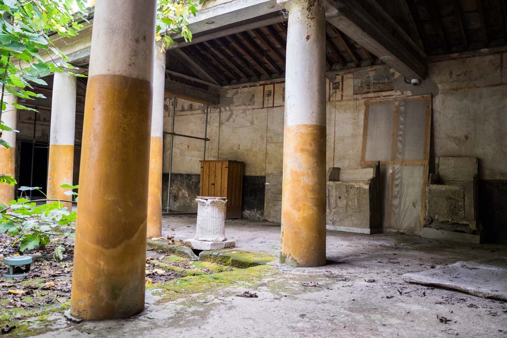 IX.13.1-3 Pompeii. October 2021. 
Room 9, looking north-east towards east portico, from near room 15. Photo courtesy of Johannes Eber.