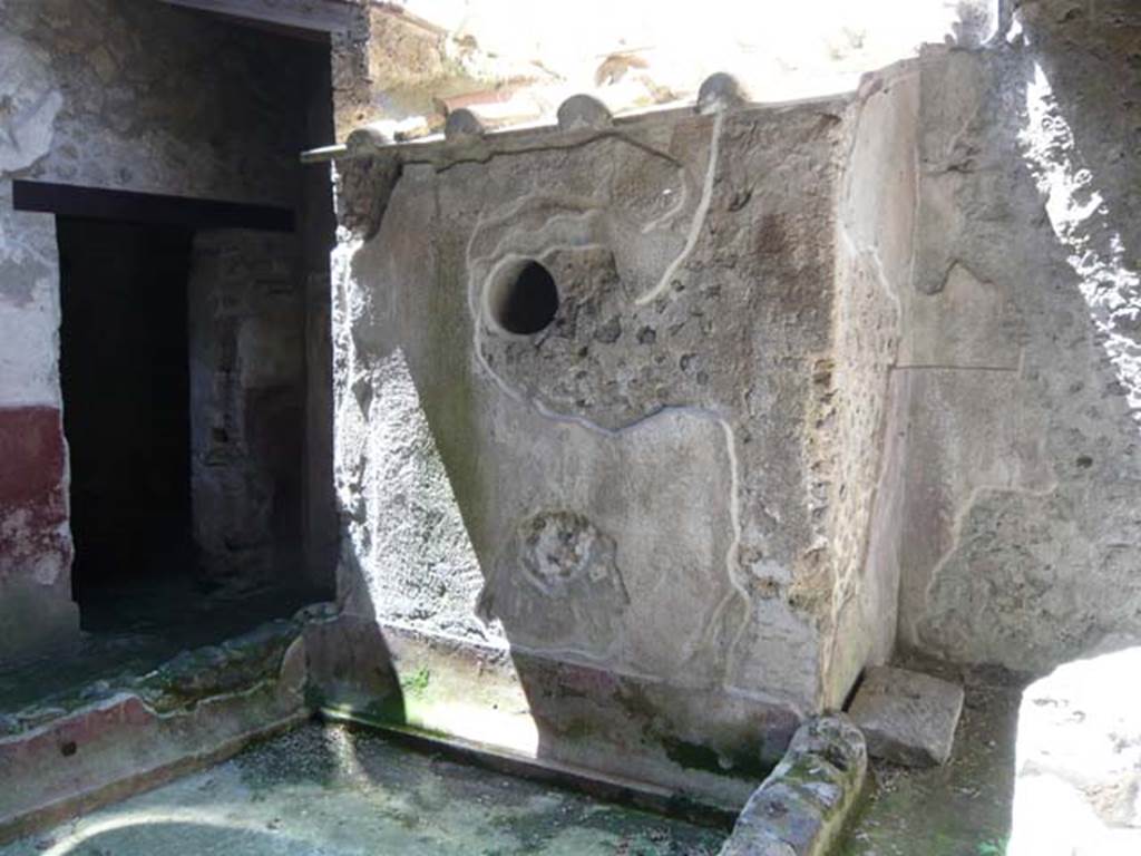 IX.13.1-3 Pompeii. May 2012. Room 21, looking towards west wall over impluvium.
Photo courtesy of Buzz Ferebee.