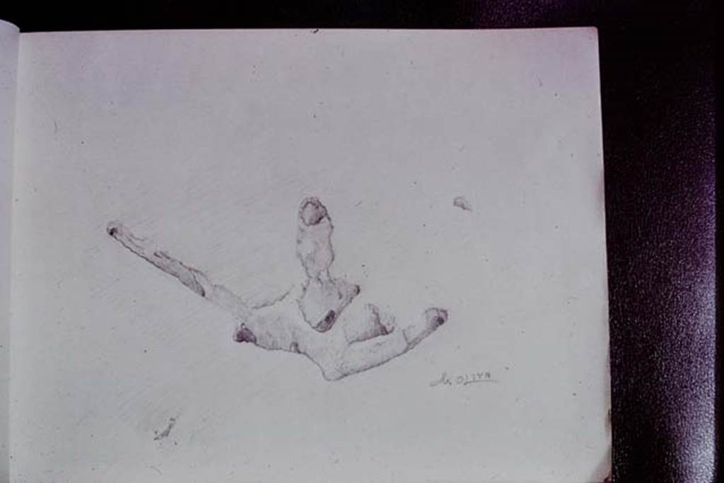 IX.13.1-3 Pompeii, 1973. Sketch of root cavity. Photo by Stanley A. Jashemski. 
Source: The Wilhelmina and Stanley A. Jashemski archive in the University of Maryland Library, Special Collections (See collection page) and made available under the Creative Commons Attribution-Non Commercial License v.4. See Licence and use details. J73f0496
