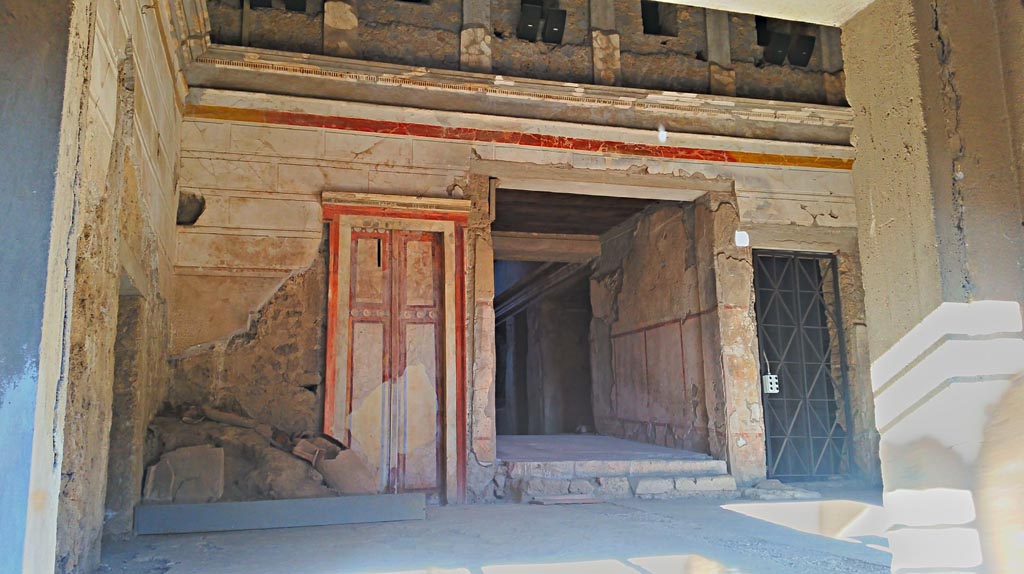 IX.13.3 Pompeii. December 2019. Room 1, looking towards north wall. 
In the north-west corner, on left, is a heap of lime that highlights the restoration works in progress at the time of the eruption.
Photo courtesy of Giuseppe Ciaramella.