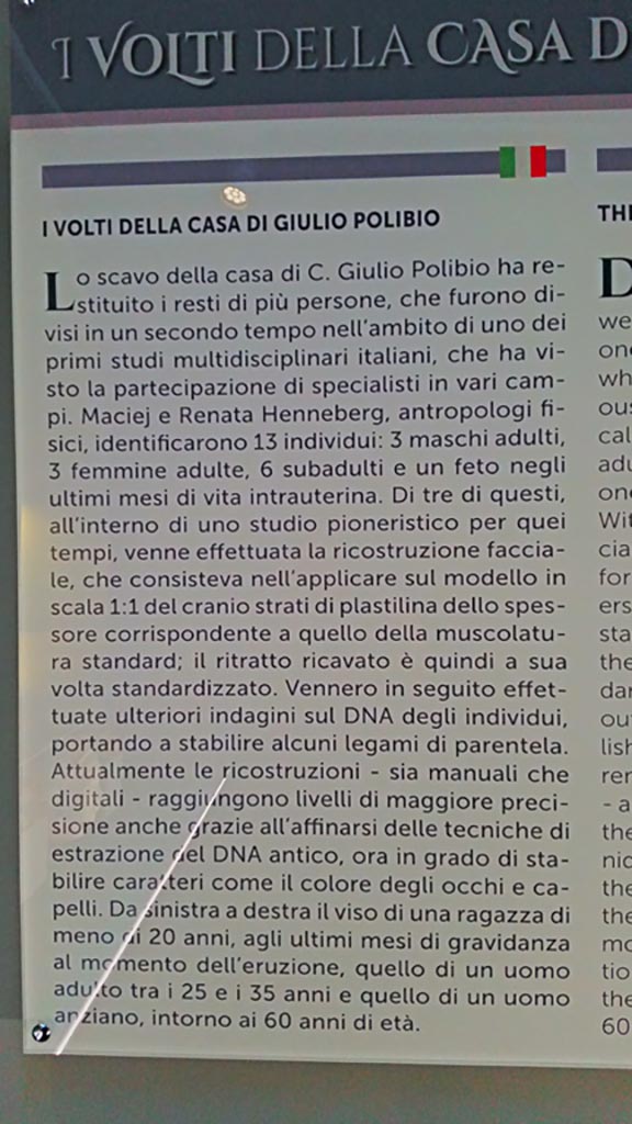IX.13.1/3 Pompeii. December 2019. 
Descriptive notice-card. Photo courtesy of Giuseppe Ciaramella.