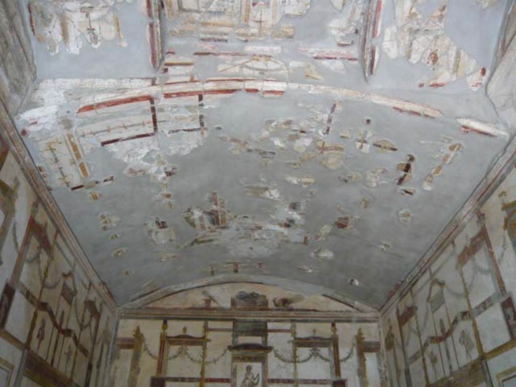IX.13.1-3 Pompeii. May 2012. Room 11, looking towards north end of ceiling. 
Photo courtesy of Buzz Ferebee.