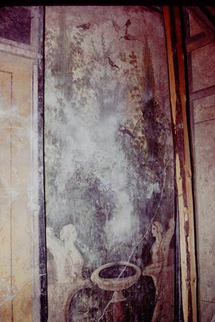 IX.13.1-3 Pompeii, 1978. Room 12, painting on west wall in north-west corner. Photo by Stanley A. Jashemski.   
Source: The Wilhelmina and Stanley A. Jashemski archive in the University of Maryland Library, Special Collections (See collection page) and made available under the Creative Commons Attribution-Non Commercial License v.4. See Licence and use details. J78f0534