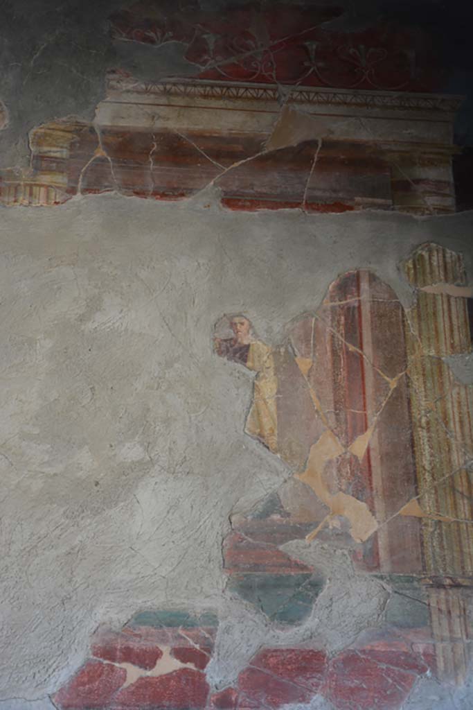 IX.14.4 Pompeii. September 2019. 
Room 3, detail from upper west wall above doorway to room 5.
Foto Annette Haug, ERC Grant 681269 DÉCOR.