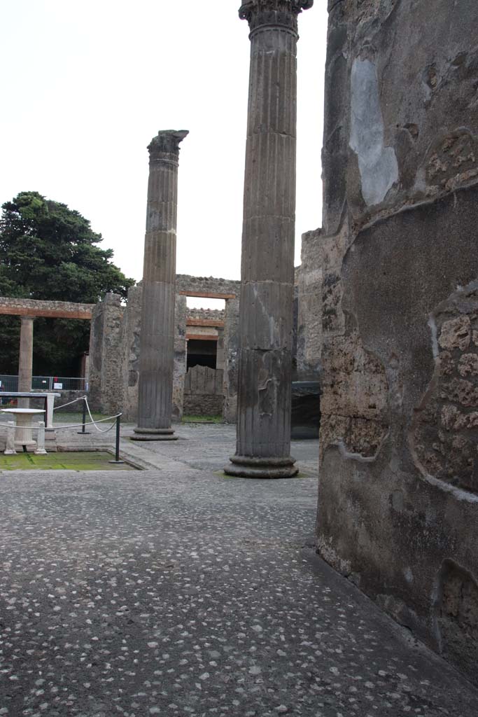 IX.14.4 Pompeii. September 2017. 
Tetrastyle atrium B, looking towards the south-west side from the entrance corridor/fauces.
Photo courtesy of Klaus Heese.