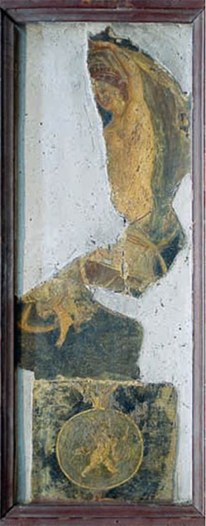 HGW06 Pompeii. Villa of Cicero. Pastiche of a female figure on a chariot and a medallion with a cupid in the centre.
Now in Naples Archaeological Museum. Inventory number 8831.