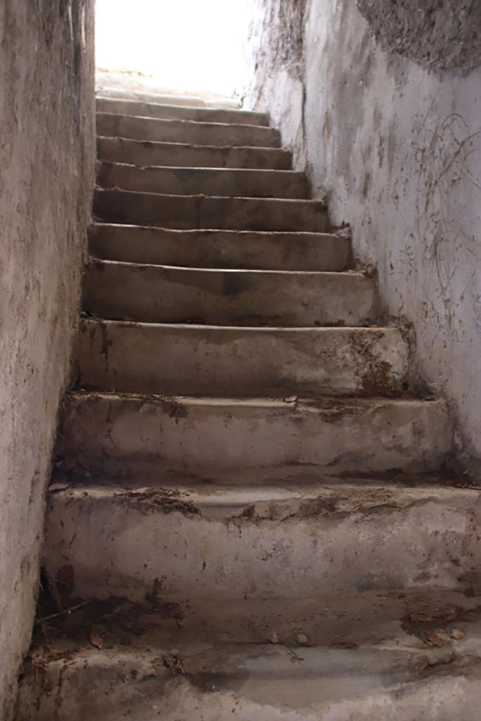 Villa of Diomedes, Pompeii. October 2023. 
Steps to upper floor leading up to area 4,6. Photo courtesy of Klaus Heese.