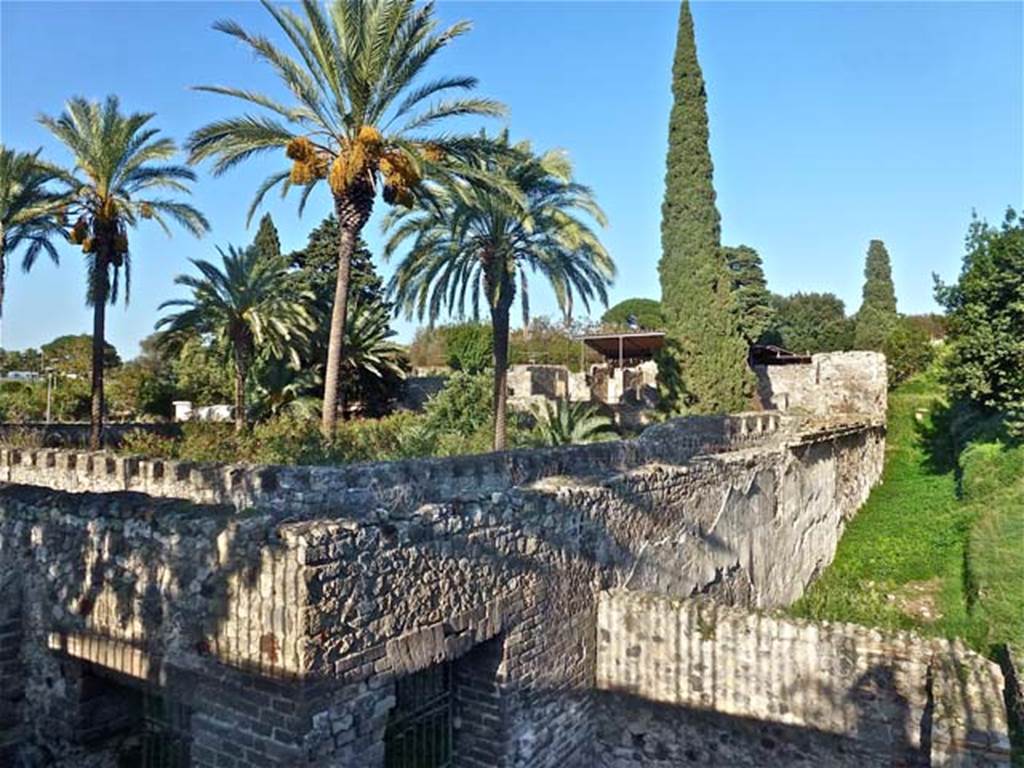 HGW24 Pompeii. October 2012. Looking north-east across garden from outside the south-west corner. Photo courtesy of Michael Binns.