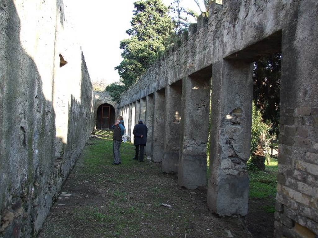 HGW24 Pompeii. December 2006. Looking east along the north portico. 
According to the plan by La Vega, no. 62 was found on the exterior of the wall on the left, on the east side of the turret room.