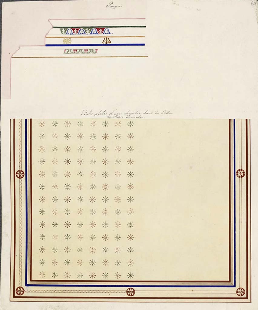 HGW24 Pompeii. 1830. Painting by Alexander Roos of the ceiling decoration at the east end of north portico 5d.
©Villa Diomedes Project, base de données Images, http://villadiomede.huma-num.fr/bdd/images/20267.