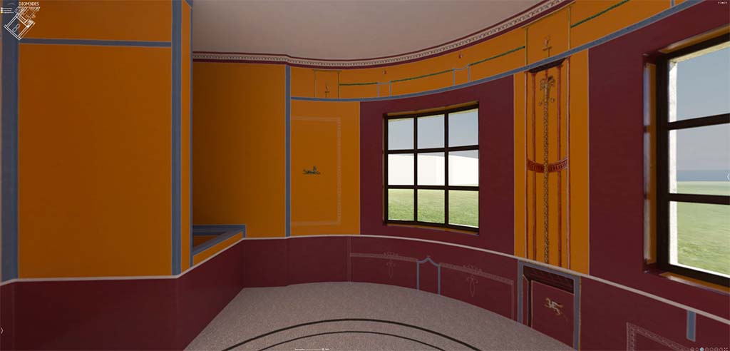 HGW24 Pompeii. 3D reconstruction of east side of semi-circular bedroom.
© Villa Diomedes Project http://villadiomede.huma-num.fr/3D/app.html 
(Villa Diomedes Project – area 17). 
(Fontaine, room 2,12).