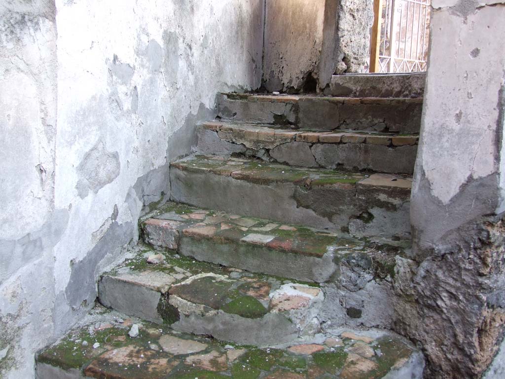 HGW24 Pompeii. December 2006. Steps down to lower level from north-east corner of front peristyle. 
(Villa Diomedes Project – east of area 73).