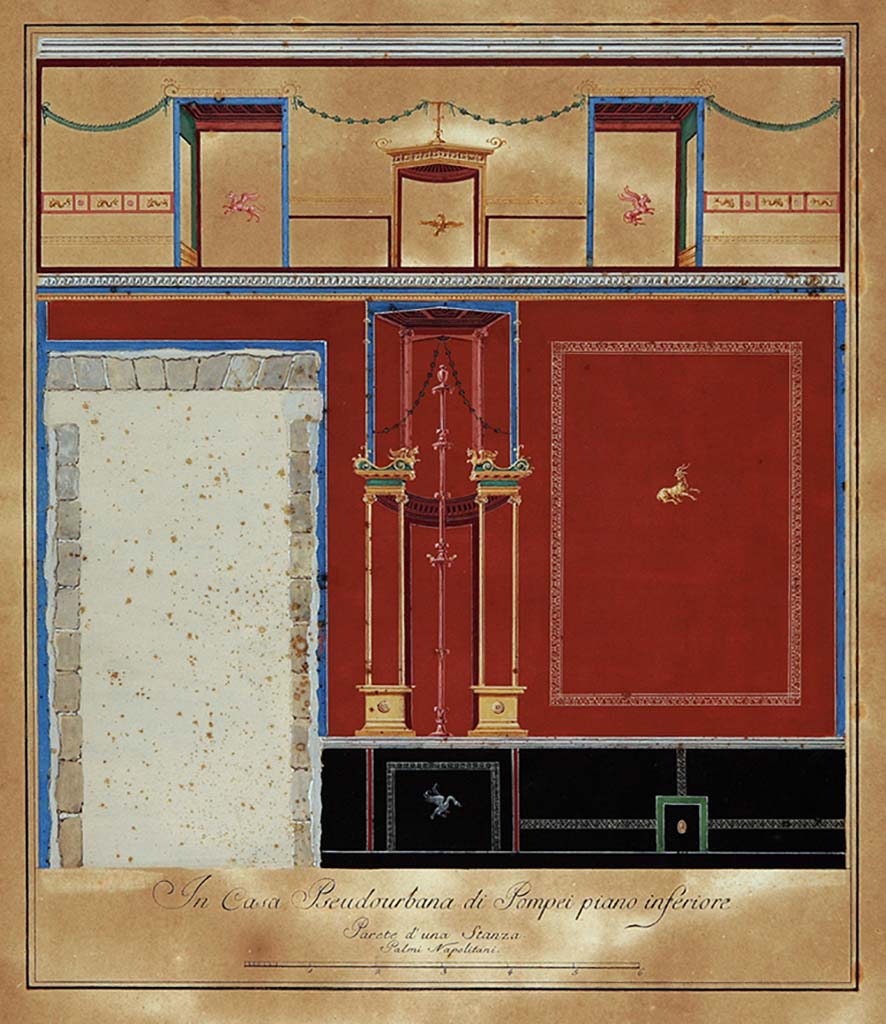 HGW24 Pompeii. Drawing by Francesco Morelli showing the north (short) wall of room with No.26 on the plan by La Vega. 
Now in Naples Archaeological Museum. Inventory number ADS 1158.
(Villa Diomedes Project – area 61).
(Fontaine, room 5,13).
Photo © ICCD. https://www.catalogo.beniculturali.it
Utilizzabili alle condizioni della licenza Attribuzione - Non commerciale - Condividi allo stesso modo 2.5 Italia (CC BY-NC-SA 2.5 IT)