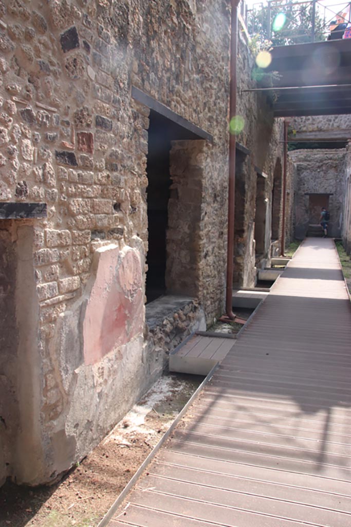 Villa of Diomedes, Pompeii. October 2023. 
Looking south along wall of east portico. Photo courtesy of Klaus Heese.