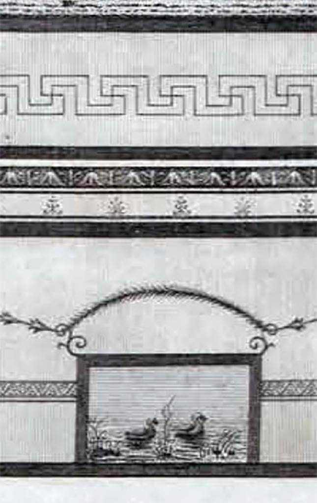 HGW24 Pompeii. Enlargement of panel at top of portico wall.
See Gli Ornati delle Pareti ed I Pavimenti delle Stanze dell’Antica Pompei, 1838, (No.40).