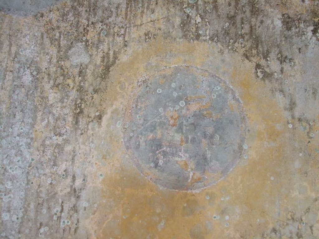 HGW24 Pompeii. December 2006.
Medallion on north end of east wall of one of the richly decorated living rooms on the eastern side of the garden. 
(Fontaine, room 5,7).