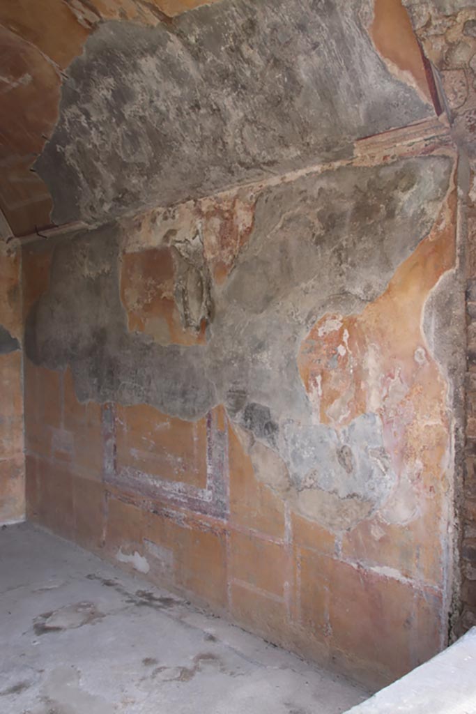 Villa of Diomedes, Pompeii. October 2023. 
Looking east along south wall of triclinium. Photo courtesy of Klaus Heese.
(Villa Diomedes Project – area 54).
(Fontaine, room 5,7).
