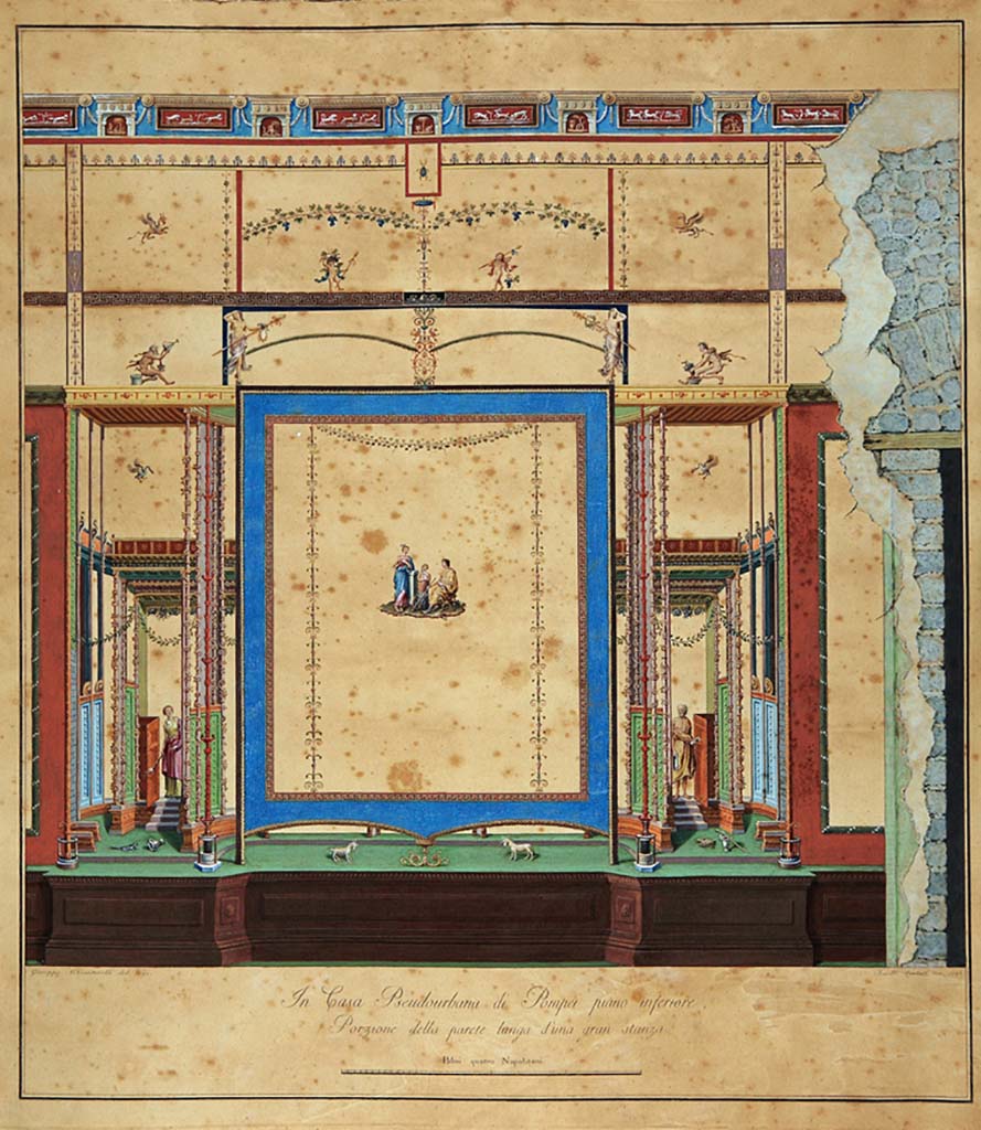 HGW24 Pompeii. Drawing by Gius. Chiantarelli, 1793, showing south wall with panel of a seated man. 
Engraved by Aniello Cataneo, 1796. 
Now in Naples Archaeological Museum. Inventory number ADS 1181
(Villa Diomedes Project – area 53).
(Fontaine, room 5,5, south wall with doorway to corridor 5,3, on right. 
The decoration of the middle wall according to the excavation reports is from the north wall.)
Photo © ICCD. http://www.catalogo.beniculturali.it
Utilizzabili alle condizioni della licenza Attribuzione - Non commerciale - Condividi allo stesso modo 2.5 Italia (CC BY-NC-SA 2.5 IT)