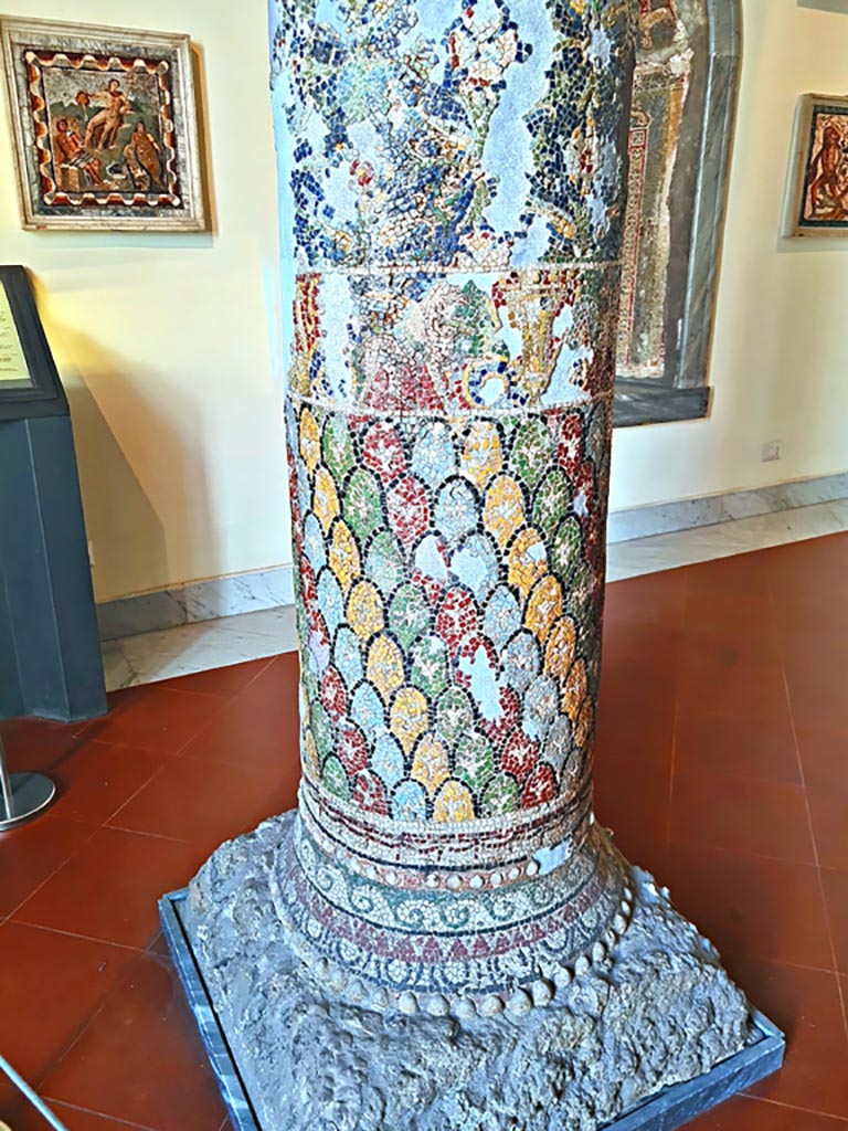 HGE12 Villa of the Mosaic Columns. September 2024.
Detail from base of column in Naples Archaeological Museum. Photo courtesy of Giuseppe Ciaramella.