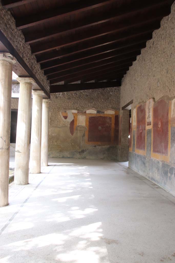 Villa San Marco, Stabiae, September 2019. 
Portico 20/5 in north-east corner, looking towards doorway to corridor 32 in east wall. Photo courtesy of Klaus Heese.