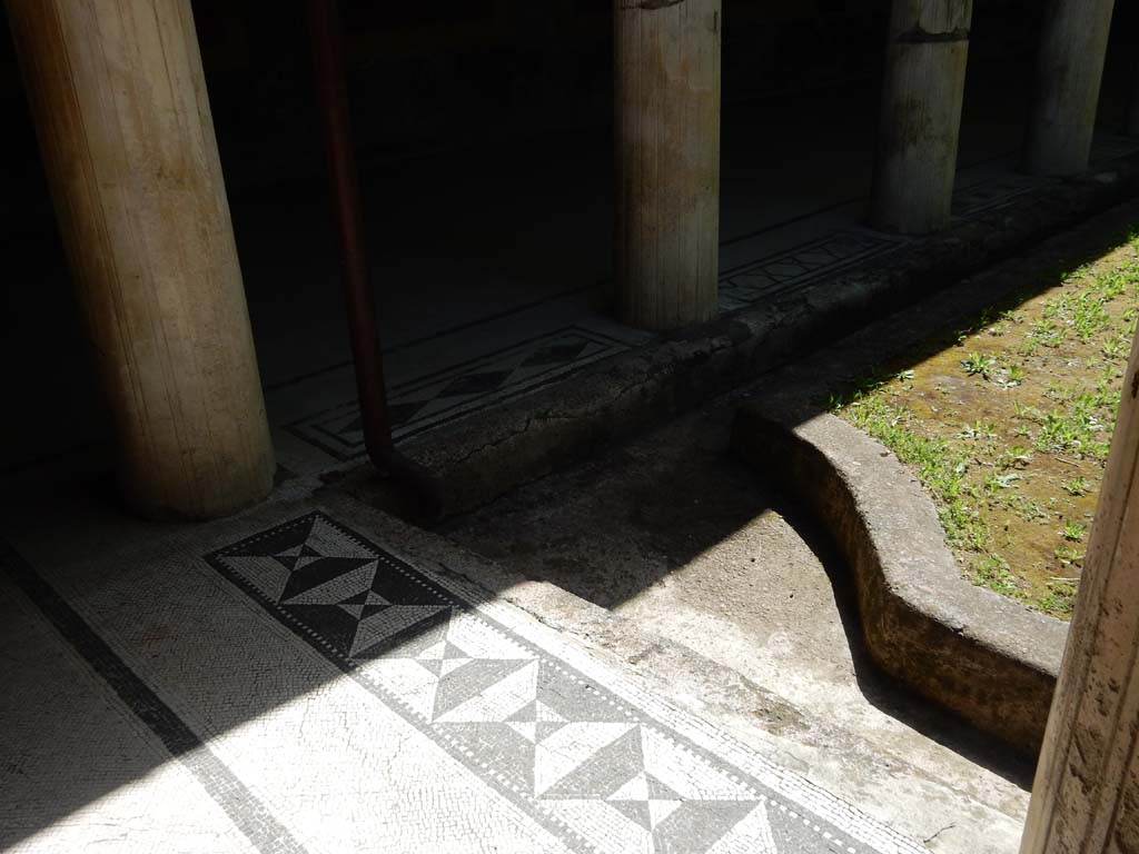Villa San Marco, Stabiae, June 2019. Portico 5, peristyle threshold between columns in north-east corner, first of three.
Photo courtesy of Buzz Ferebee