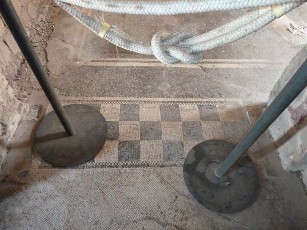 Villa San Marco, Stabiae, September 2015. Room 36, mosaic threshold of doorway leading from room 23.