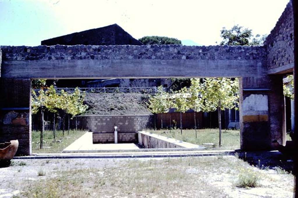 Villa San Marco, Stabiae, 1968. Room 16, looking south across oecus towards pool in centre of garden area. Photo by Stanley A. Jashemski.
Source: The Wilhelmina and Stanley A. Jashemski archive in the University of Maryland Library, Special Collections (See collection page) and made available under the Creative Commons Attribution-Non Commercial License v.4. See Licence and use details.
J68f1910