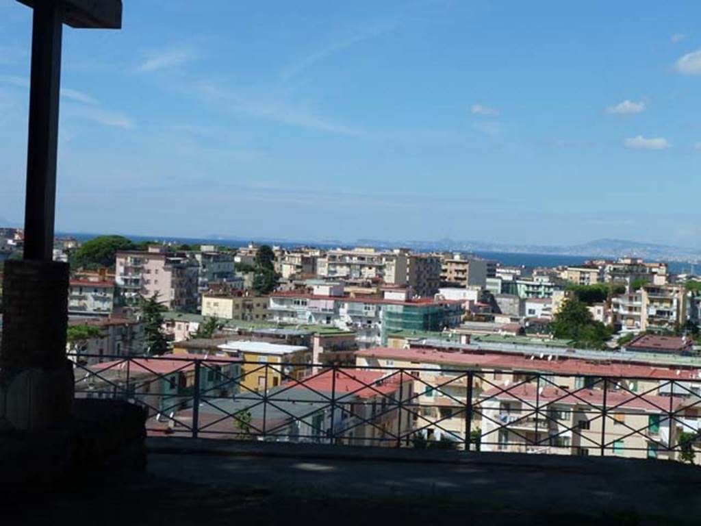 Villa San Marco, Stabiae, September 2015. Looking north across the Bay of Naples from the peristyle 66.