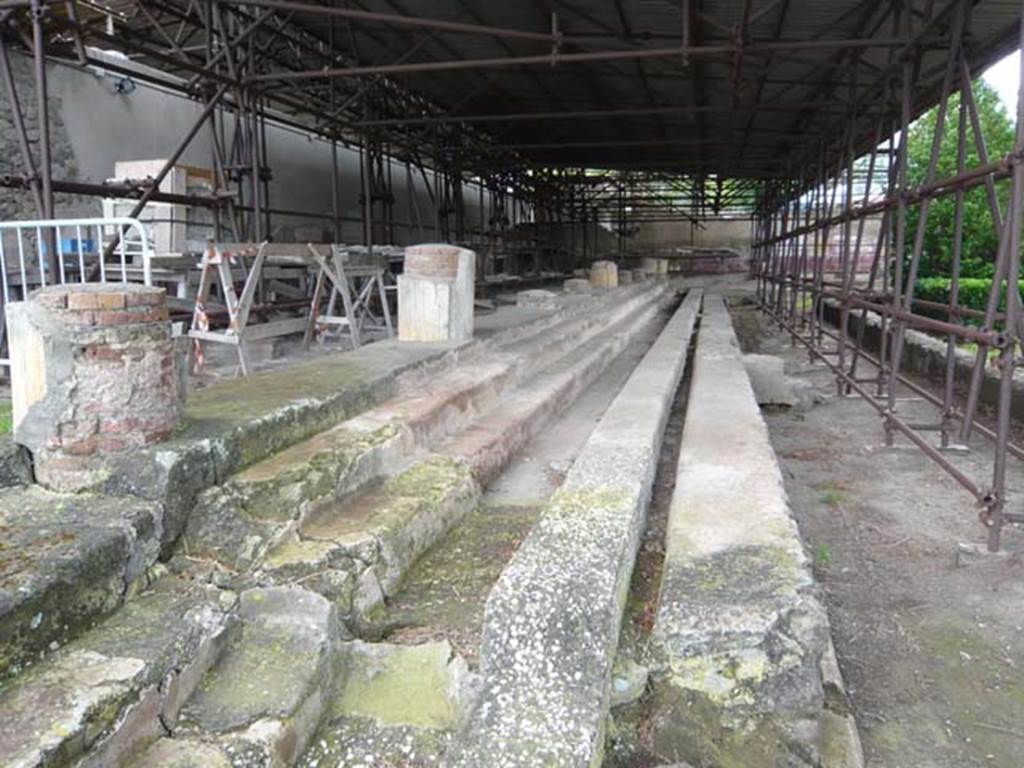 Villa San Marco, Stabiae, 2010. Area 66, garden peristyle area. 
Looking south along the east side of portico 2. Photo courtesy of Buzz Ferebee.
