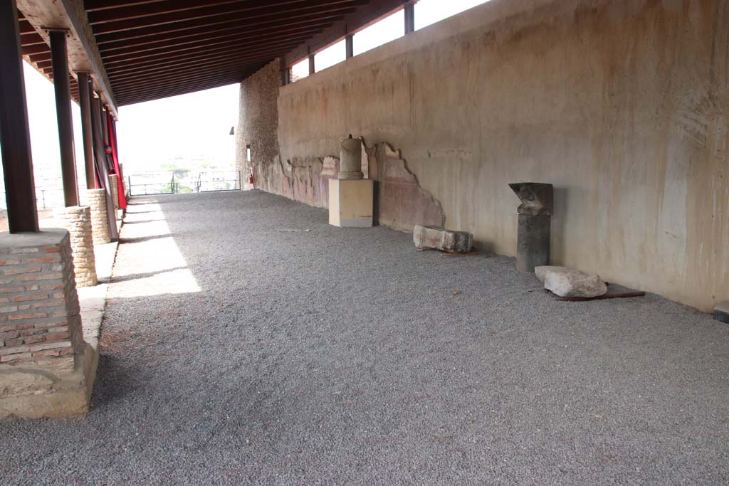 Villa San Marco, Stabiae, September 2019. 
Portico 2, looking north along east wall, from corner joining with Portico 1. Photo courtesy of Klaus Heese.