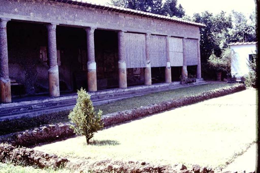 Villa San Marco, Stabiae, c.1960 or 1970’s (possibly 1976). Looking west along the south side of portico 1.  Photo by Stanley A. Jashemski.
Source: The Wilhelmina and Stanley A. Jashemski archive in the University of Maryland Library, Special Collections (See collection page) and made available under the Creative Commons Attribution-Non Commercial License v.4. See Licence and use details. Jmit0093