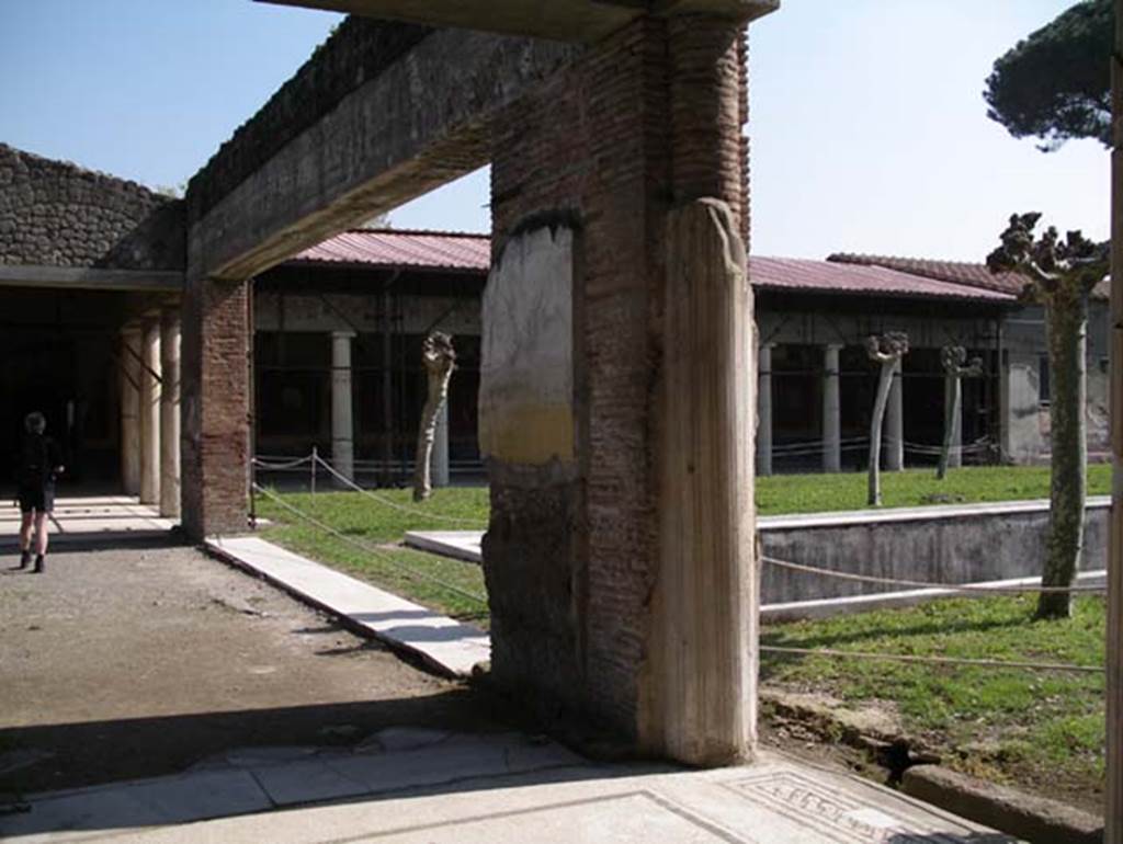 Villa San Marco, Stabiae, April 2005.  Looking east across pool and peristyle of area 9, from portico 5. Photo courtesy of Michael Binns.