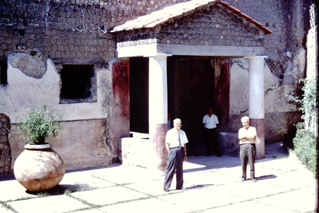 Villa San Marco, Stabiae, c.1960’s (probably 1968). Entrance doorway.
Photo by Stanley A. Jashemski.  Source: The Wilhelmina and Stanley A. Jashemski archive in the University of Maryland Library, Special Collections (See collection page) and made available under the Creative Commons Attribution-Non Commercial License v.4. See Licence and use details. Jmit0138