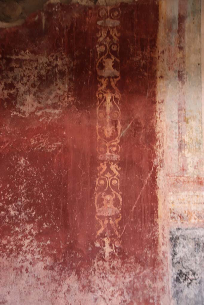 Villa San Marco, Stabiae, October 2020. 
Room 44, north wall, detail from west end at side of doorway to room 31. Photo courtesy of Klaus Heese