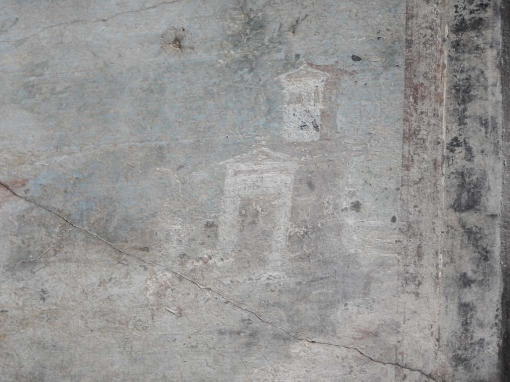 Villa San Marco, Stabiae, June 2019. Room 44, detail from central paining on north wall of atrium.   
Photo courtesy of Buzz Ferebee
