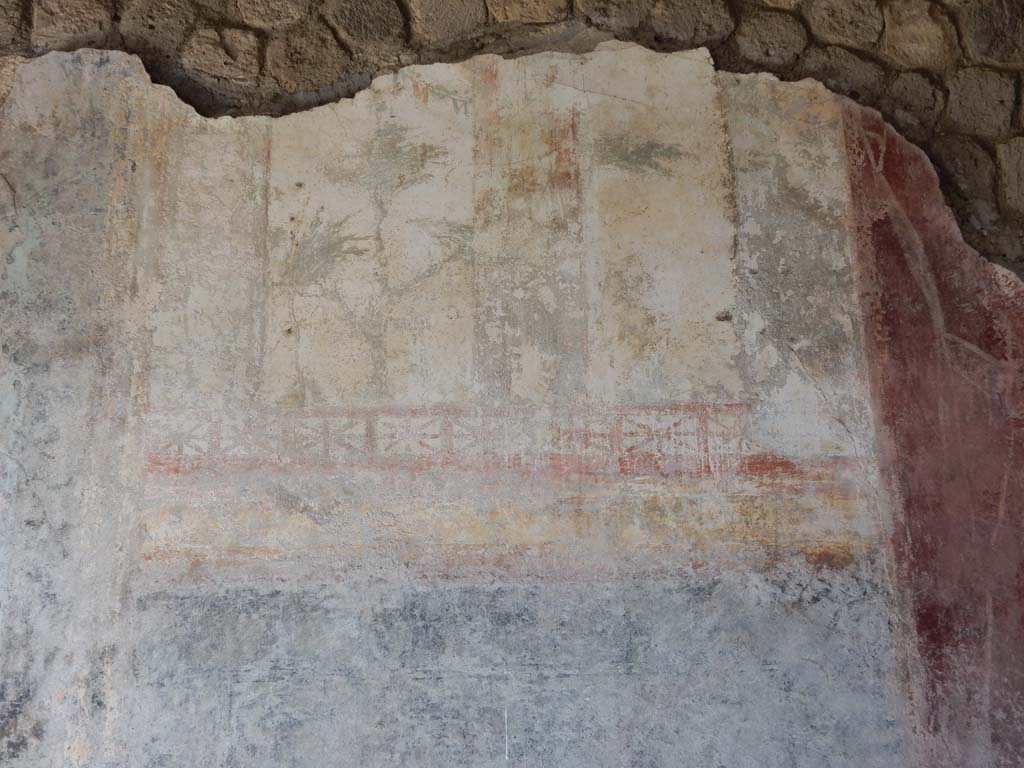 Villa San Marco, Stabiae, June 2019. Room 44, painted panel on north wall at east end. Photo courtesy of Buzz Ferebee